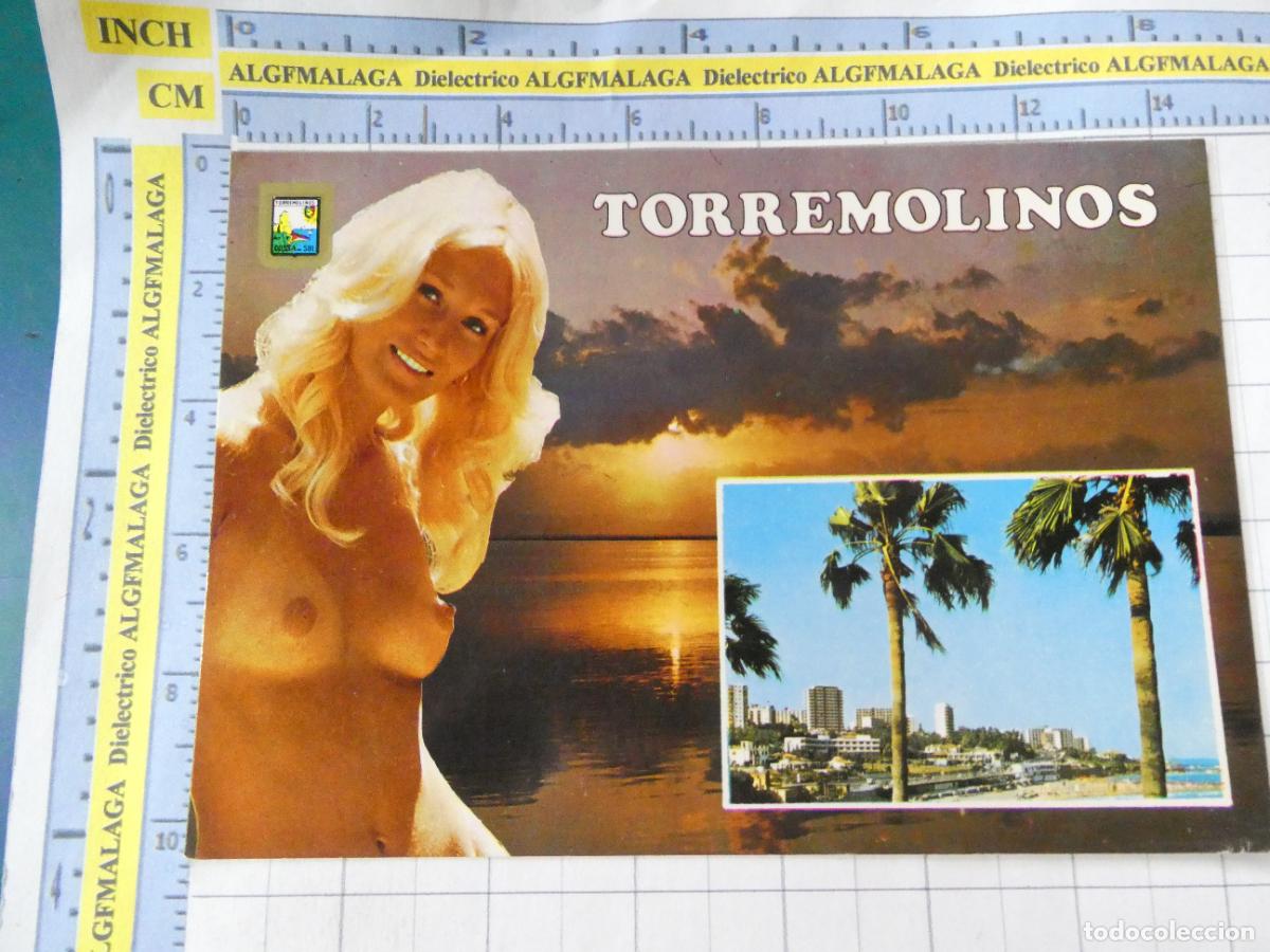 Postales: POSTAL DE M&Aacute;LAGA. A&Ntilde;O 1981. TORREMOLINOS VISTA PARCIAL. MUJER TURISTA DESNUDA TOPLESS. 2507