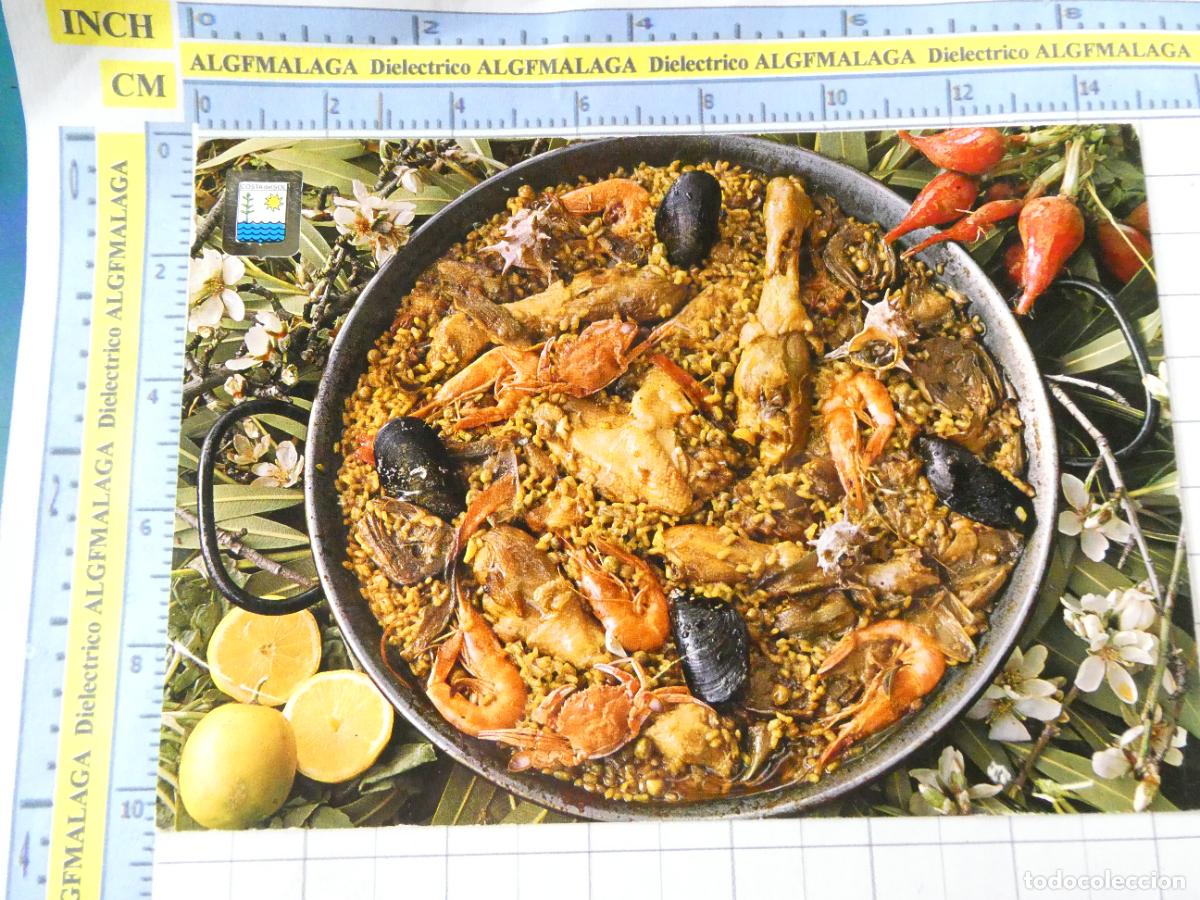 Postales: POSTAL DE M&Aacute;LAGA. A&Ntilde;O 1968. PLATOS T&Iacute;PICOS COSTA DEL SOL. PAELLA. 16 ESCUDO ORO. 2521