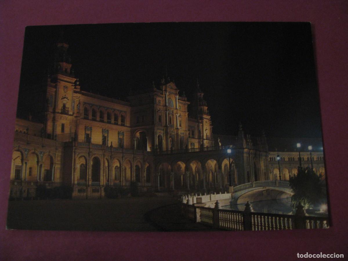 Postales: POSTAL DE SEVILLA. PLAZA DE ESPA&Ntilde;A. CAPITANIA GENERAL. VISTA NOCTURNA. GARCIA GARRABELLA