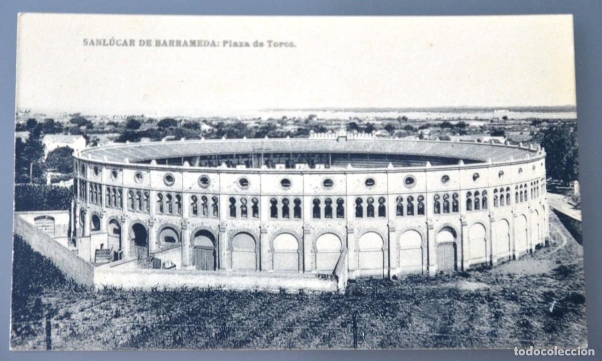 Postales: POSTAL SANL&Uacute;CAR DE BARRAMEDA PLAZA DE TOROS (C&Aacute;DIZ) - FOT. HAUSER Y MENET