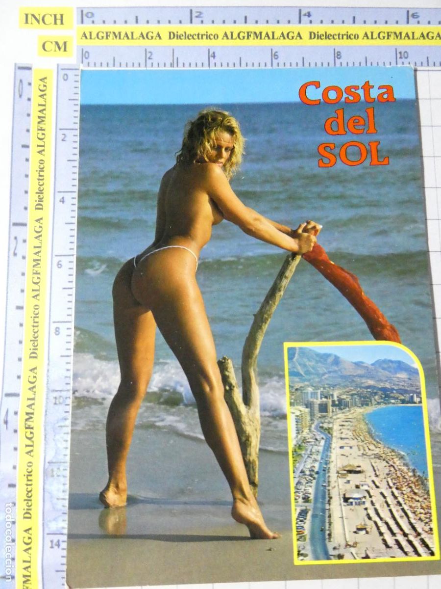 Postales: POSTAL DE M&Aacute;LAGA. COSTA SOL. MUJER PLAYA TOPLESS DESNUDA. 2330