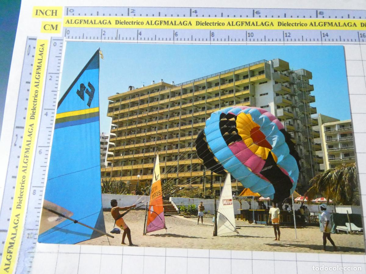 Postales: POSTAL DE M&Aacute;LAGA. A&Ntilde;O 1989. TORREMOLINOS. PLAYA DE MONTEMAR HOTEL LA BARRACUDA. 1 DELTA. 2337