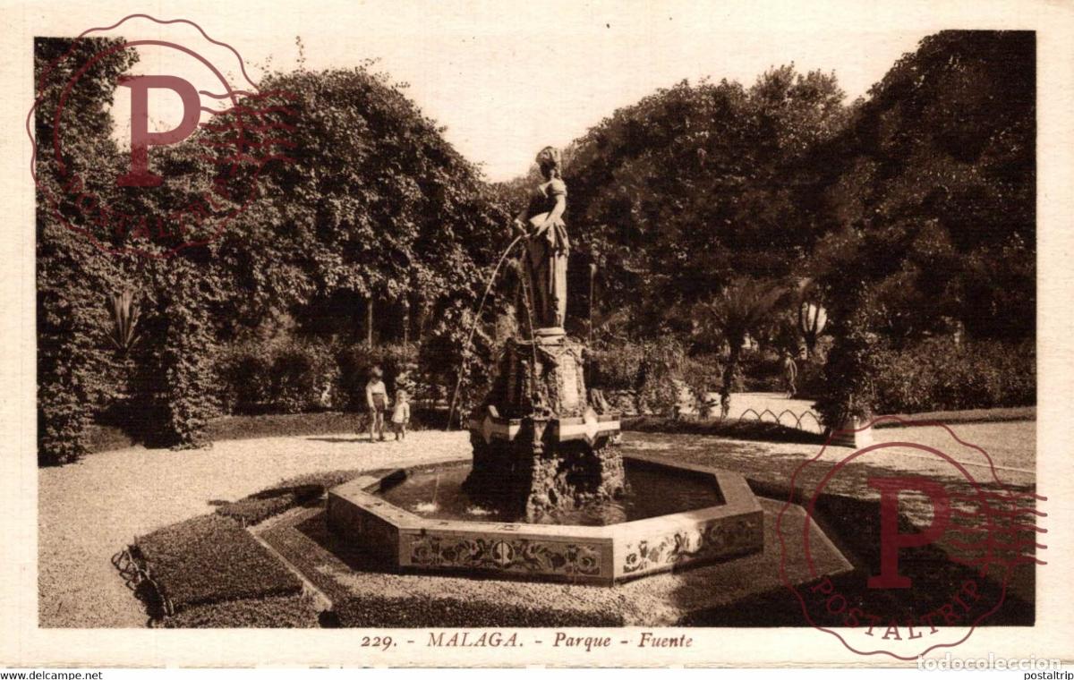 Postcards: MALAGA PARQUE FUENTE ANDALUCIA MALAGA ESPA&Ntilde;A ESPAGNE