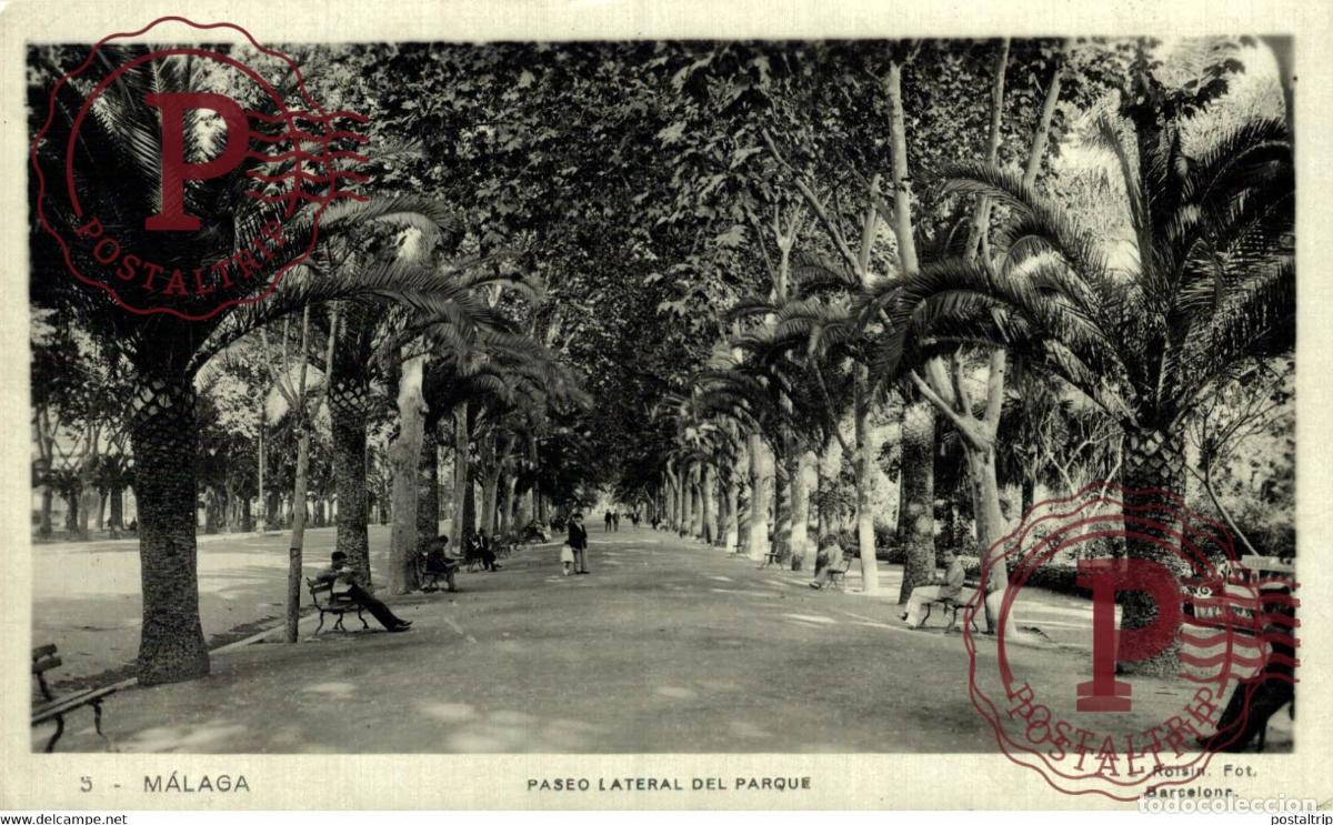 Postcards: MALAGA. PASEO LATERAL DEL PARQUE.