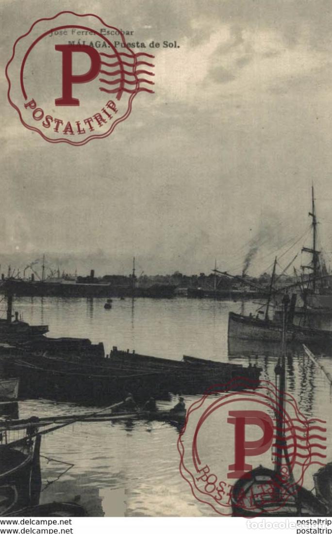 Postales: M&aacute;laga - Puesta de Sol. Jose Ferrer Escobar. Andalucia Espa&ntilde;a