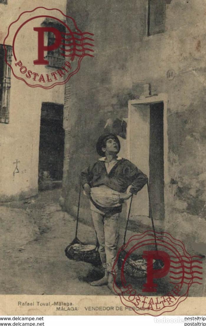 Postales: M&aacute;laga - Vendedor de Pescado. Andalucia Espa&ntilde;a