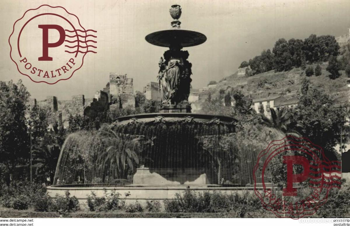 Postales: M&aacute;laga - Costa del Sol. Parque, Fuente Monumental. Andalucia Espa&ntilde;a