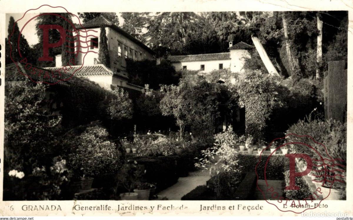 Postales: GRANADA GENERALIFE JARDINES Y FACHADA ANDALUCIA GRANADA ESPA&Ntilde;A ESPAGNE