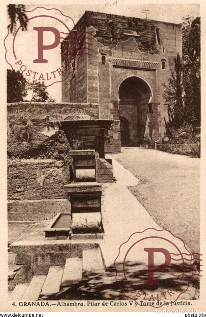 Postkarten: GRANADA ALHAMBRA PILAR DE CARLOS V Y TORRE DE LA JUSTICIA ANDALUCIA GRANADA ESPA&Ntilde;A ESPAGNE