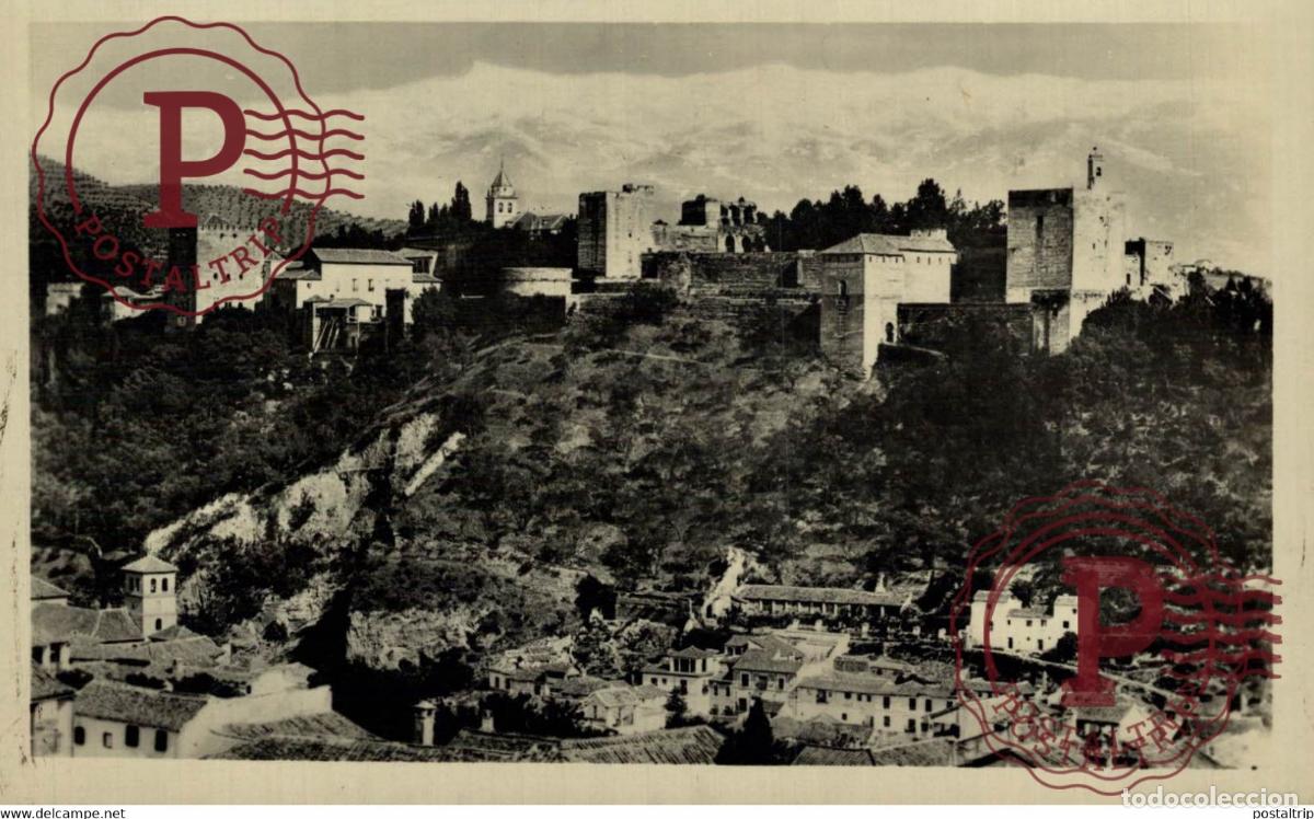Postkarten: GRANADA VISTA GENERAL DE LA ALHAMBRA Y SIERRA NEVADA ANDALUC&Iacute;A ESPA&Ntilde;A ESPAGNE