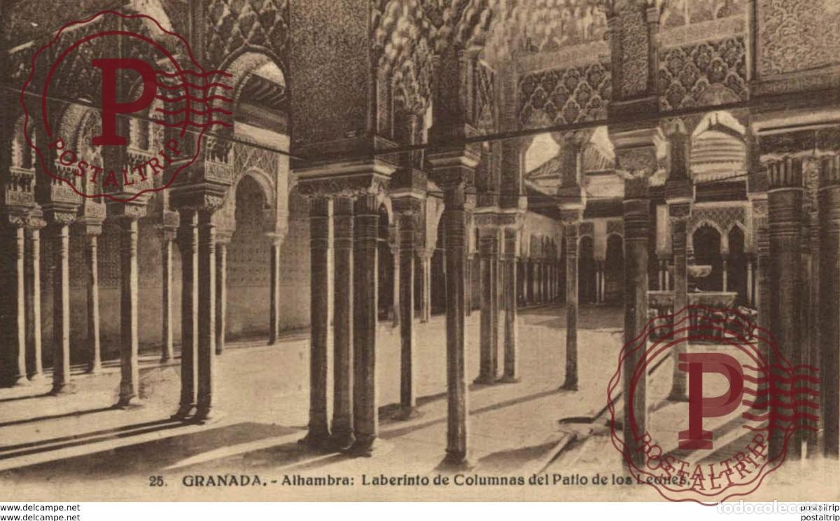 Postales: GRANADA. ALHAMBRA. PATIO DE LOS LEONES. LABERINTO DE COLUMNAS