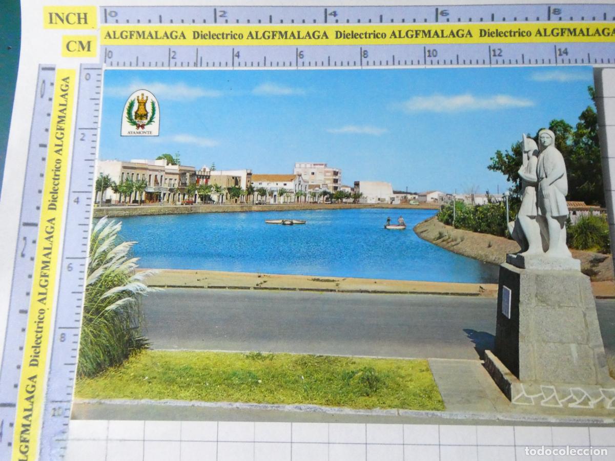 Postales: POSTAL DE HUELVA. A&Ntilde;O 1975. AYAMONTE ESTANQUE DEL PARQUE Y MARINEROS QUE ACOMPA&Ntilde;ARON A COL&Oacute;N. 2402