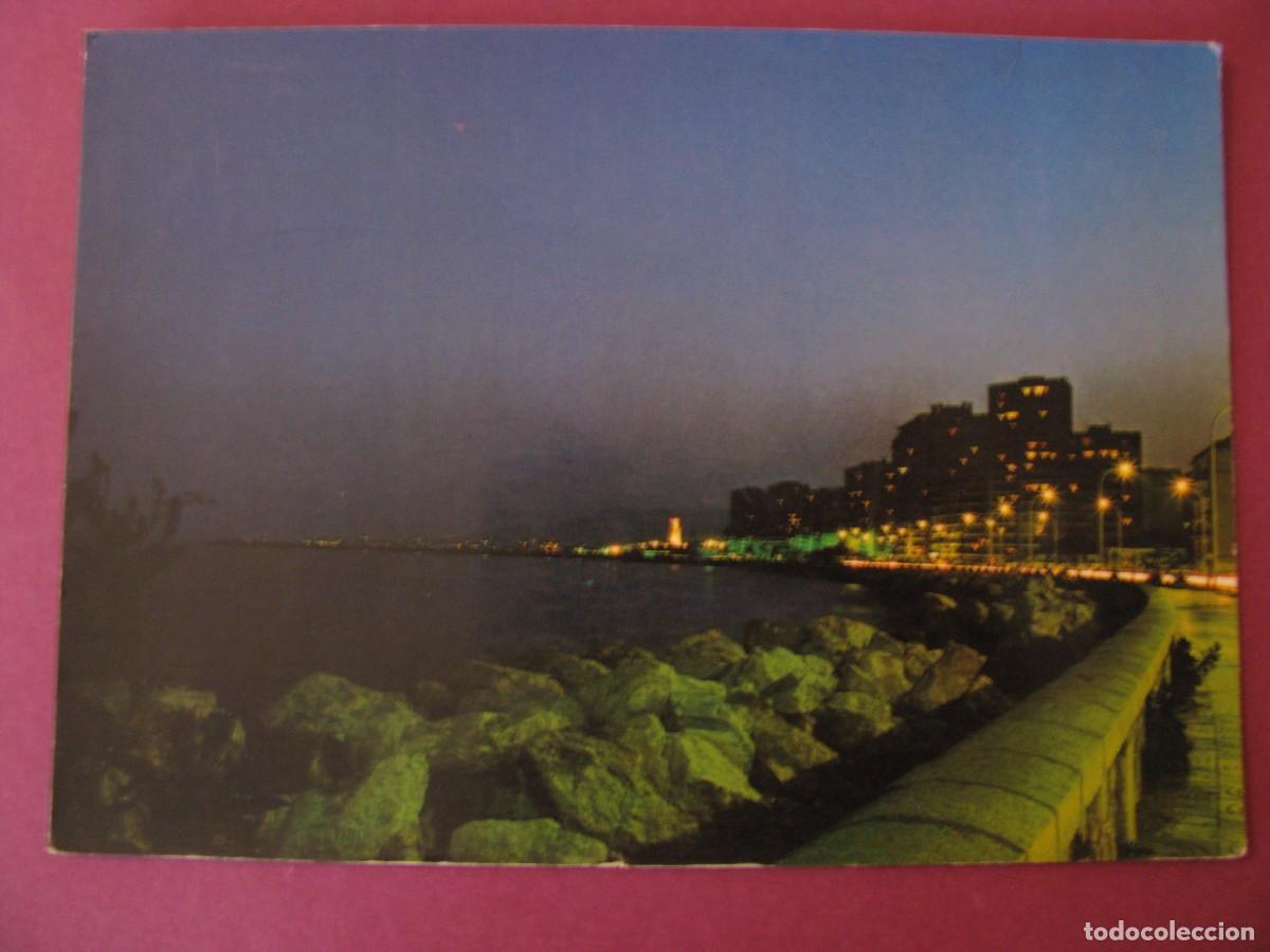 Postales: POSTAL DE MALAGA. PASEO MARITIMO DE NOCHE. POSTALES COSTA DEL SOL