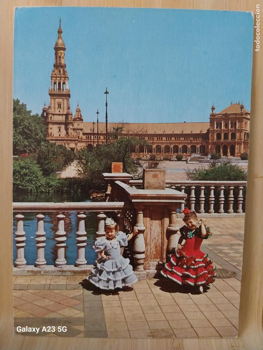 Postales: PLAZA ESPA&Ntilde;A SEVILLA NI&Ntilde;AS FLAMENCAS ED ARRIBAS 2064 SC ORIGINAL
