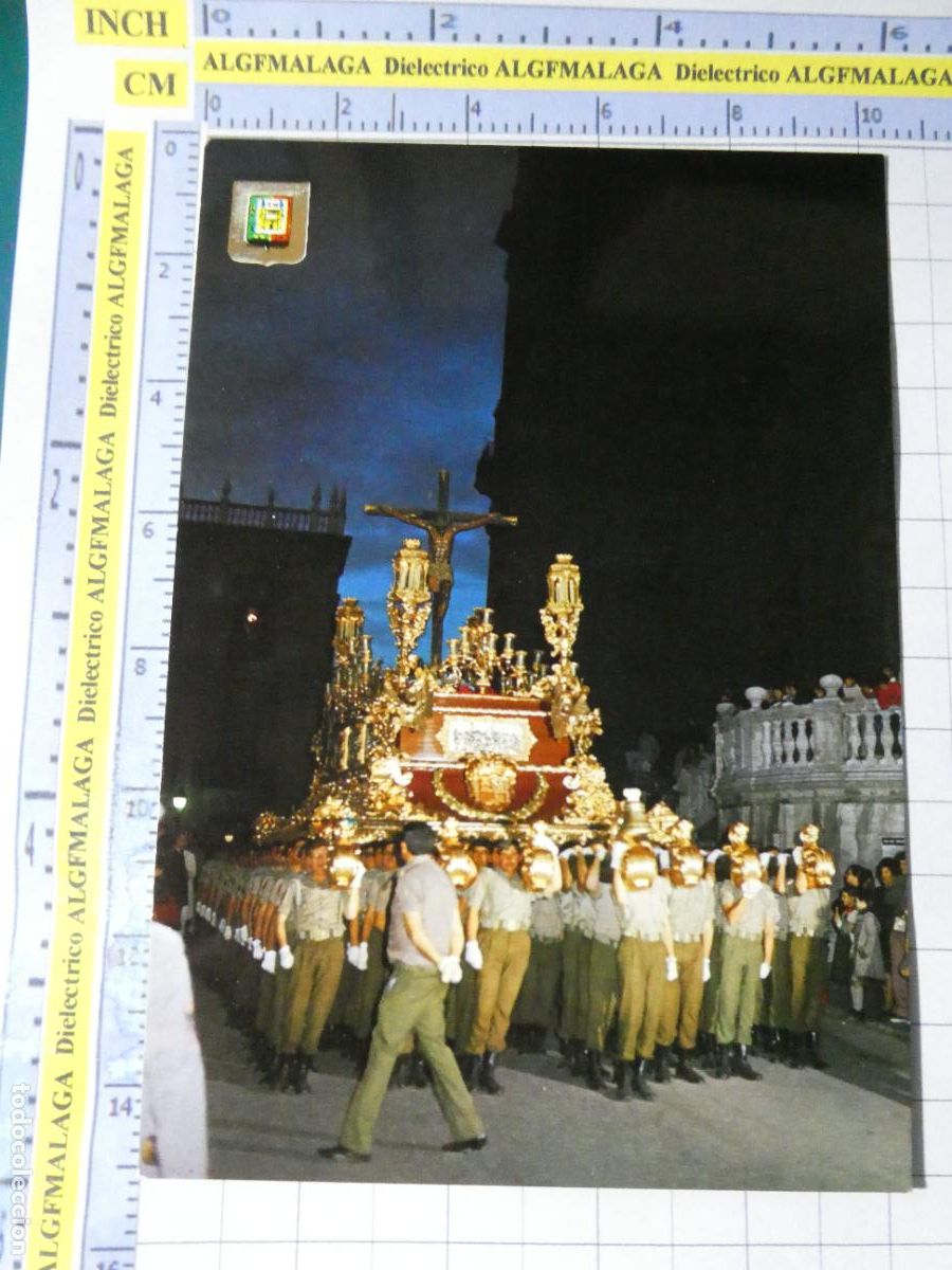 Postales: POSTAL DE M&Aacute;LAGA RELIGIOSA SEMANA SANTA. A&Ntilde;O 1975 CRISTO MUTILADO SOLDADOS 44 ESCUDO ORO. 2524