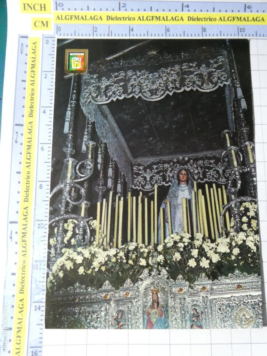Postales: POSTAL DE M&Aacute;LAGA RELIGIOSA SEMANA SANTA. A&Ntilde;O 1967. MAR&Iacute;A SANT&Iacute;SIMA DEL ROC&Iacute;O 206 ESCUDO ORO. 2526
