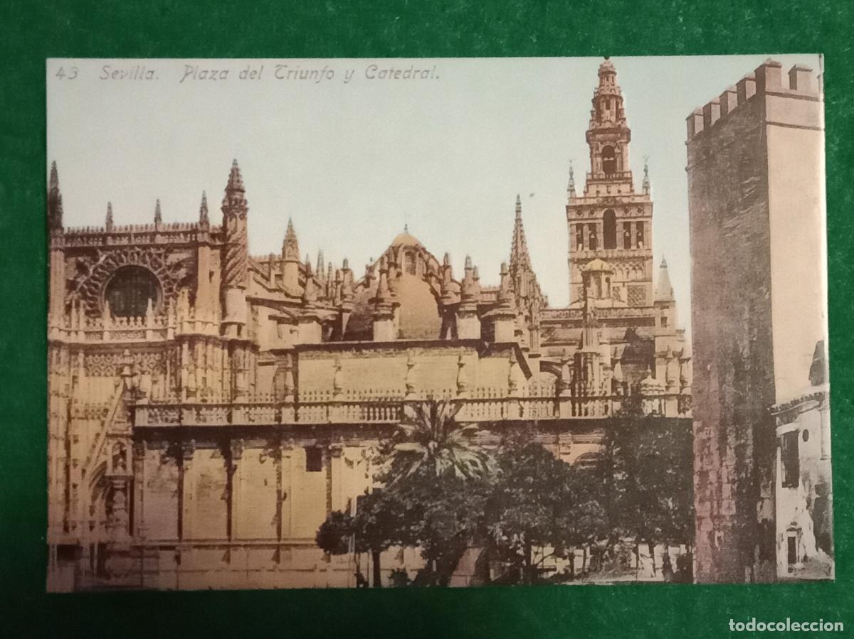 Postales: Replica de Postal Antigua - Plaza del Triunfo y Catedral - Sevilla.