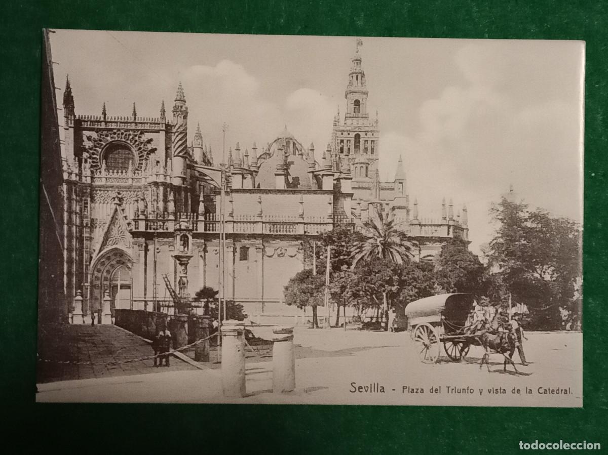Postales: Replica de Postal Antigua - Plaza del Triunfo y Vista de la Catedral - Sevilla
