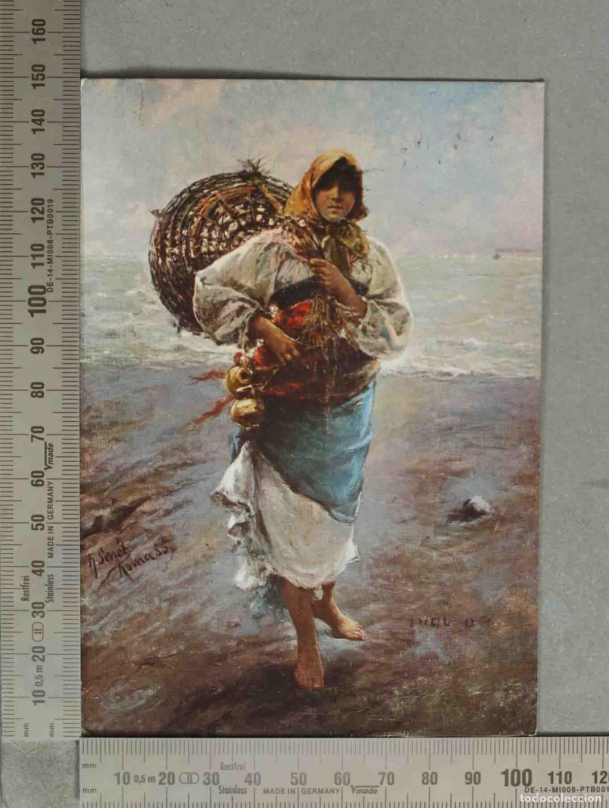 Postales: POSTAL. La pescadora - Rafael Senet P&eacute;rez