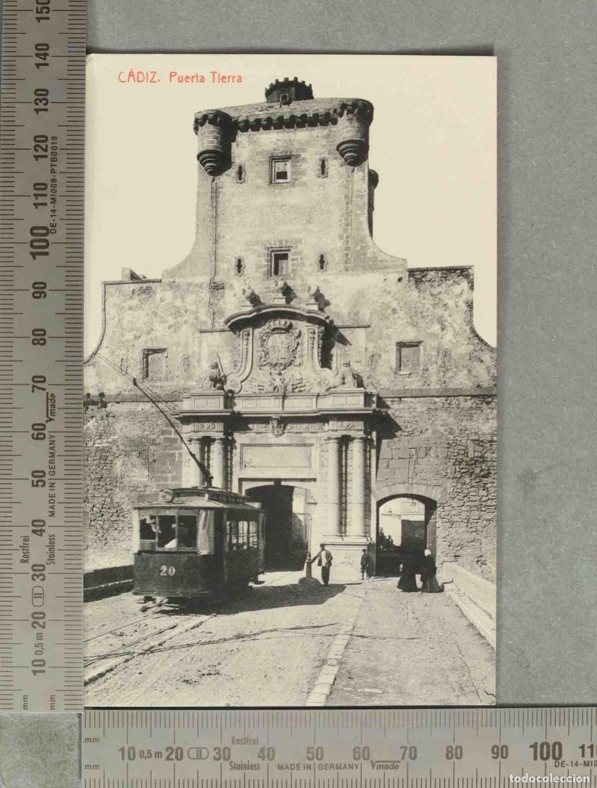 Postales: POSTAL. C&aacute;diz - Puerta de Tierra - Tranv&iacute;a - Thomas