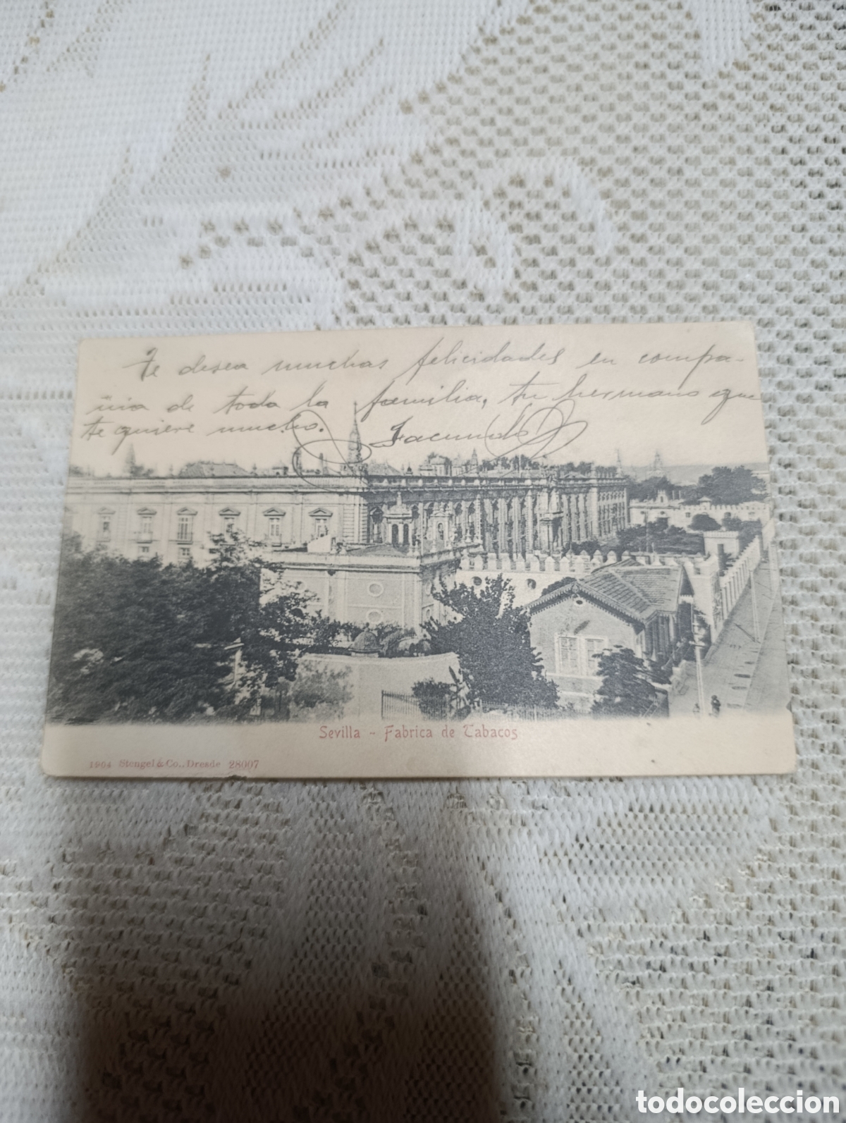 Postales: postal de 1909 con sello de la fabrica de tabacos de Madrid.