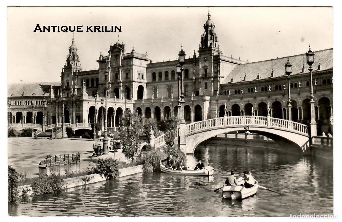 Postales: SEVILLA N&ordm; 75 PLAZA ESPA&Ntilde;A , PUENTE Y CUERPO CENTRAL / EDI. HAE / SIN FRANQUEAR PERO ESCRITA