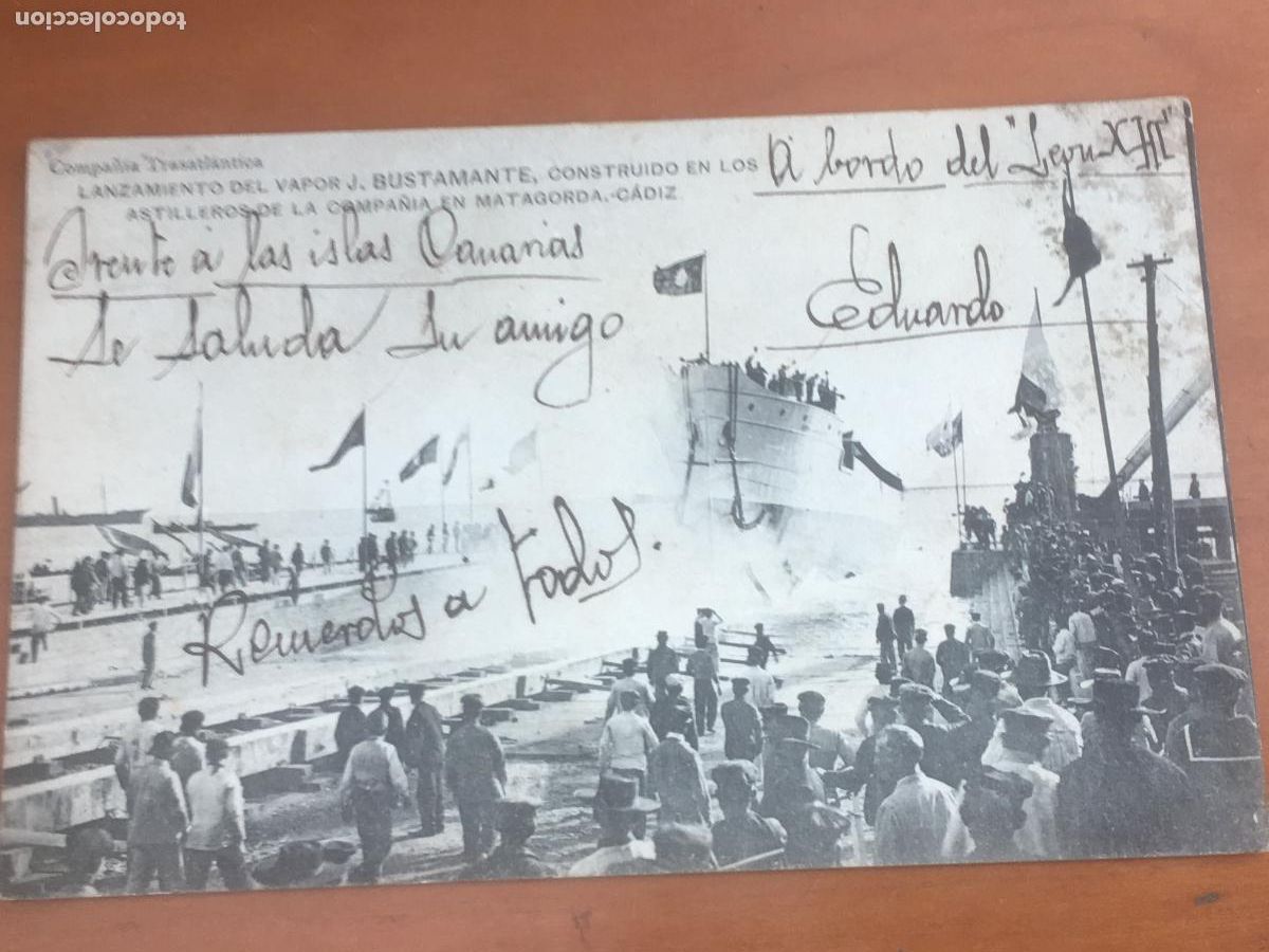 Postales: lanzamiento del vapor bustamante cadiz postal original circulada