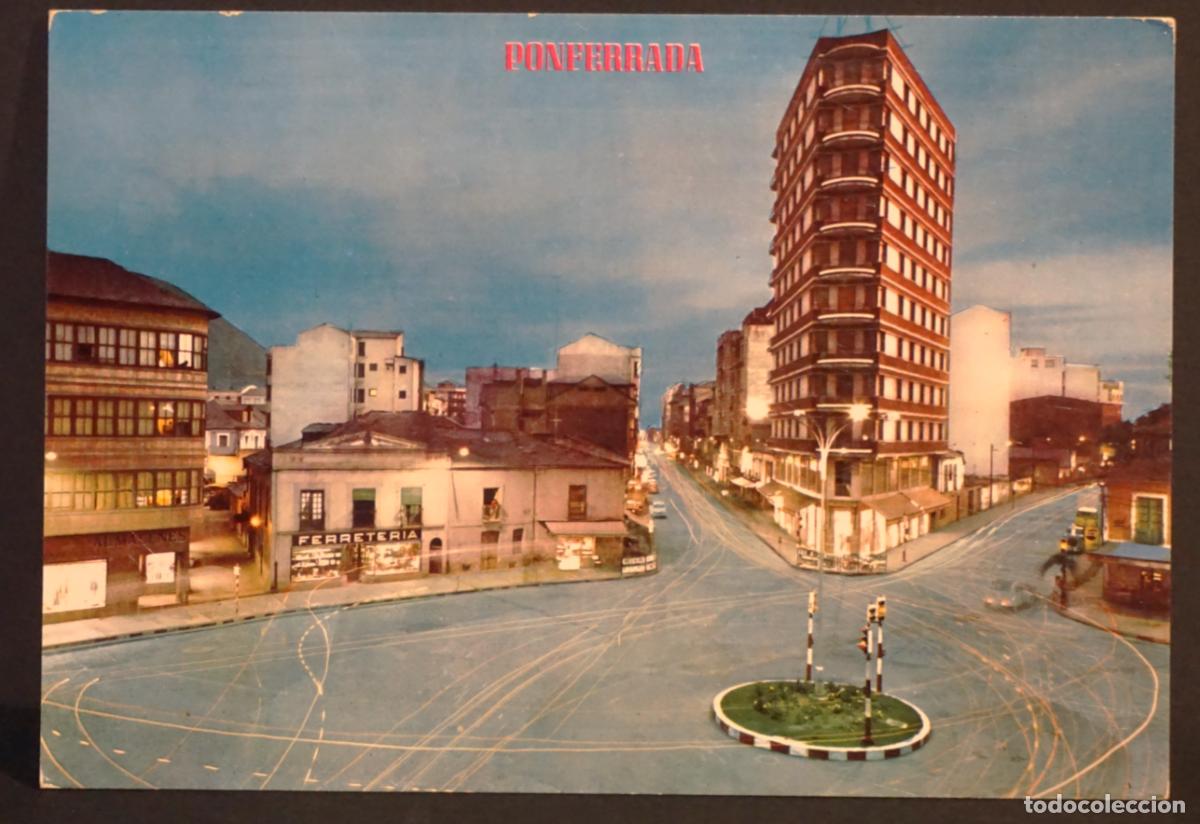 Postales: Ponferrada, Plaza de Julio Lazurtegui, postal sin circular editada el a&ntilde;o 1967