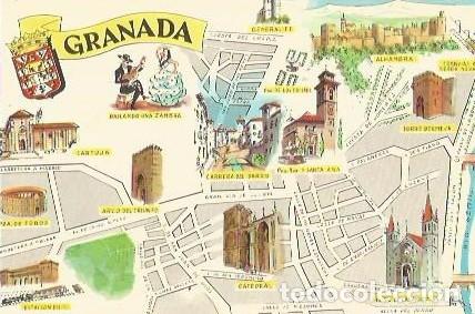 Postales: POSTAL A COLOR GRANADA PLANO DE LA CIUDAD FRESCNO