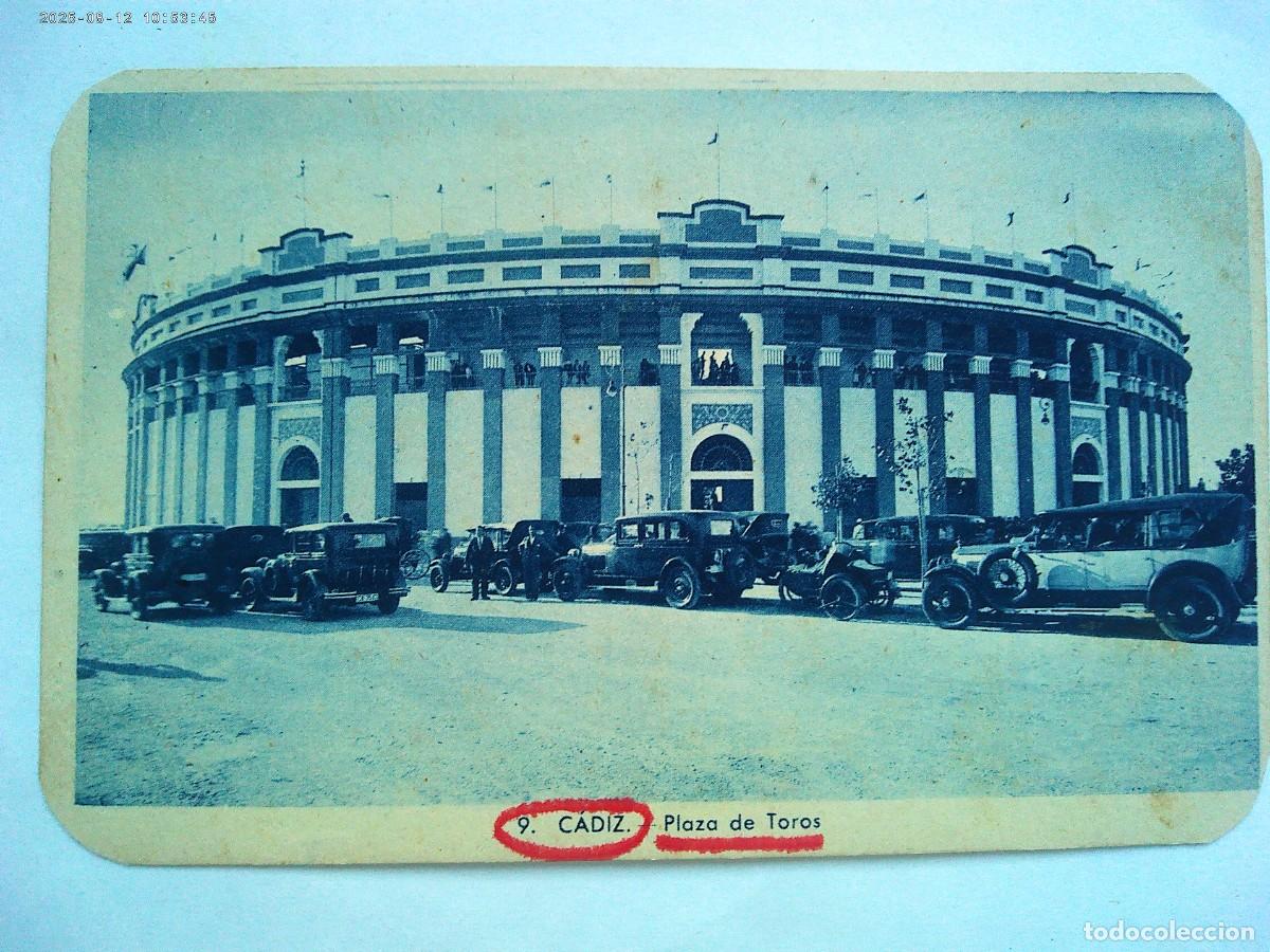 Postales: POSTAL DE CADIZ : PLAZA DE TOROS . PRINCIPIOS DE SIGLO , COCHES DE EPOCA . DE ROISIN