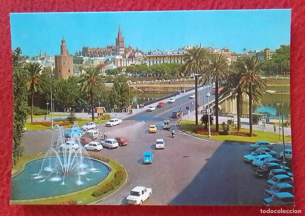 Postales: POSTAL POST CARD SPAIN SEVILLA SEVILLE PLAZA DE CUBA Y VISTA PARCIAL SQUARE PLACE..COCHES DE &Eacute;POCA..