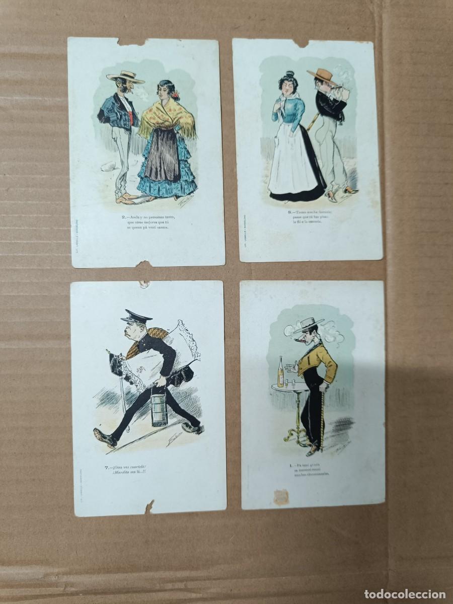 Postales: LOTE DE 4 ANTIGUAS POSTALES SATIRICAS, FOLKLORE ANDALUZ, ANDALUCIA -S1