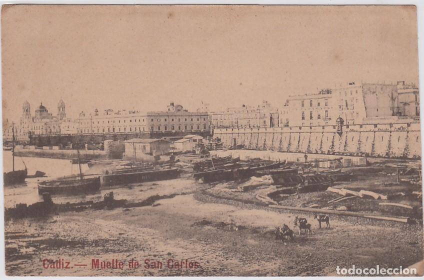 Postales: C&aacute;diz.- Muelle de San Carlos. Postal impresa de finales del siglo XIX.