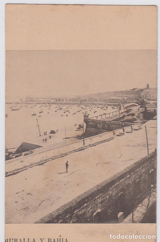 Postales: C&aacute;diz.- Muralla y Bahia. Postal con error de impresi&oacute;n de finales del siglo XIX.