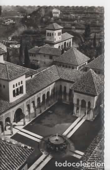 Postales: GRANADA ESCRITA ALHAMBRA PATIO DE LOS LEONES