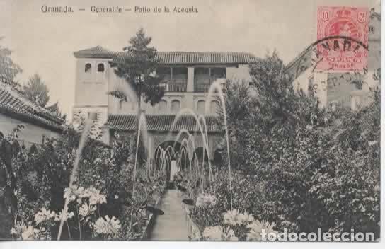 Postales: GRANADA ESCRITA GENERALIFE PATIO DE LA ACEQUIA