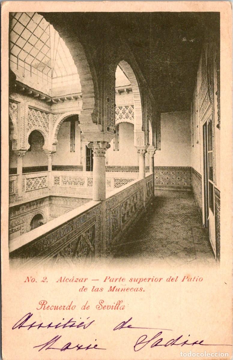 Postales: Recuerdo de Sevilla n&ordm; 2 - Alc&aacute;zar - Parte superior del Patio de las Mu&ntilde;ecas - Reverso sin Dividir