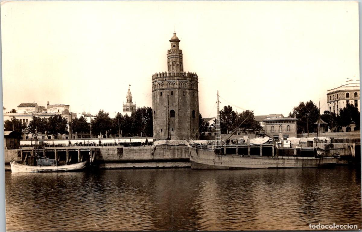 Postales: Sevilla - R&iacute;o Guadalquivir y Torre del Oro - n&ordm; 8 - No consta editor - 138x89mm