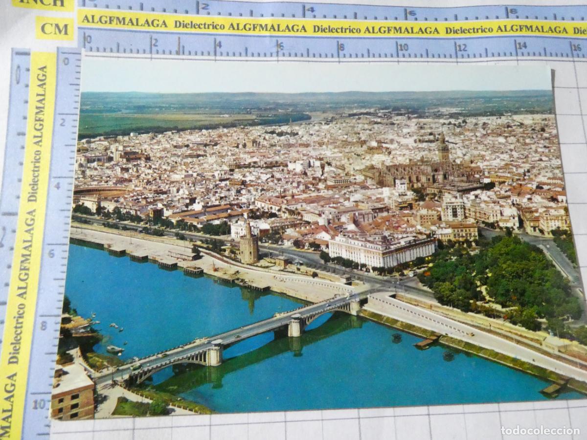 Postales: POSTAL DE SEVILLA. A&Ntilde;O 1964. VISTA AEREA RIO GUADALQUIVIR 209 ALARDE. 2712