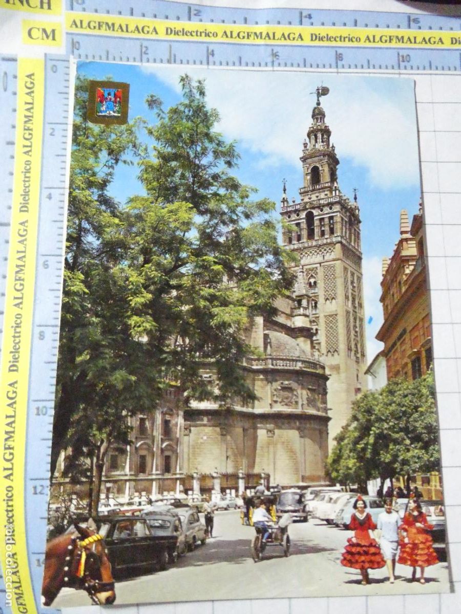 Postales: POSTAL DE SEVILLA. A&Ntilde;O 1966. LA GIRALDA MUJERES FLAMENCAS. 238 ESCUDO ORO. 2719