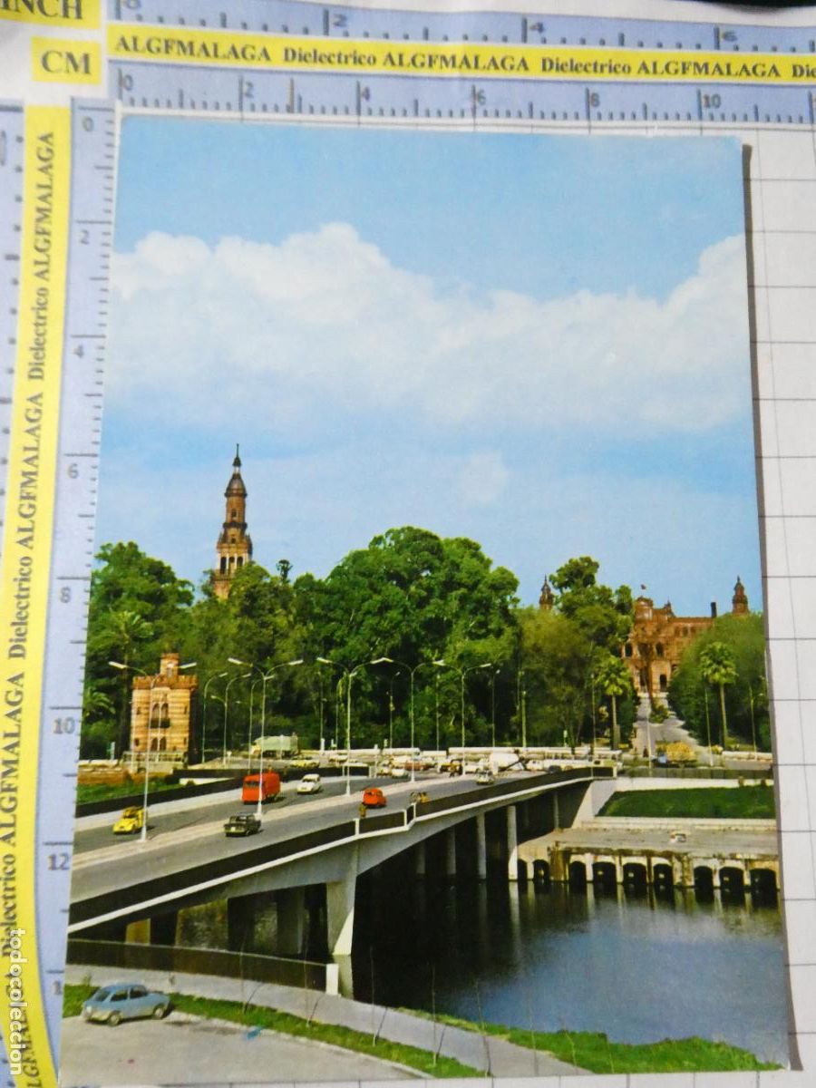 Postales: POSTAL DE SEVILLA. A&Ntilde;O 1969 PUENTE DEL GENERAL&Iacute;SIMO Y PARQUE MARIA LUISA 202 RO FOTO. 2727