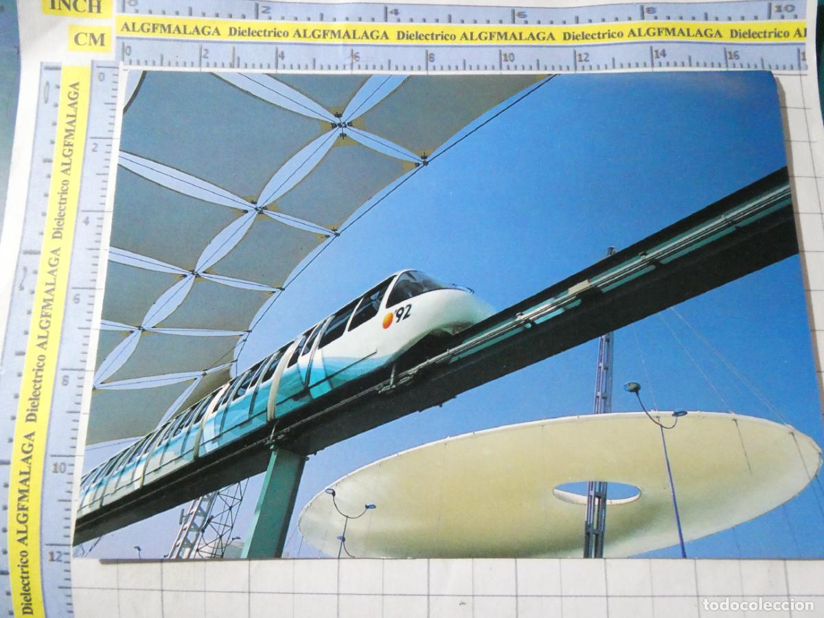 Postales: POSTAL DE SEVILLA. EXPO 92 1992 CIUDAD DEL FUTURO. TREN TRANV&Iacute;A ELEVADO. BLUE COW. 2730