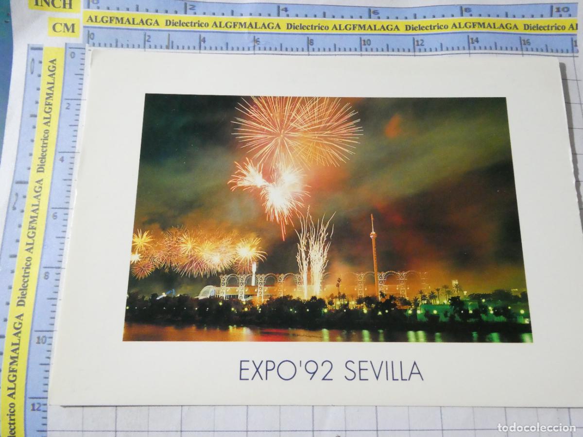 Postales: POSTAL DE SEVILLA. EXPO 92 1992 EL D&Iacute;A DE LA INAUGURACI&Oacute;N FUEGOS ARTIFICIALES. BLUE COW. 2735