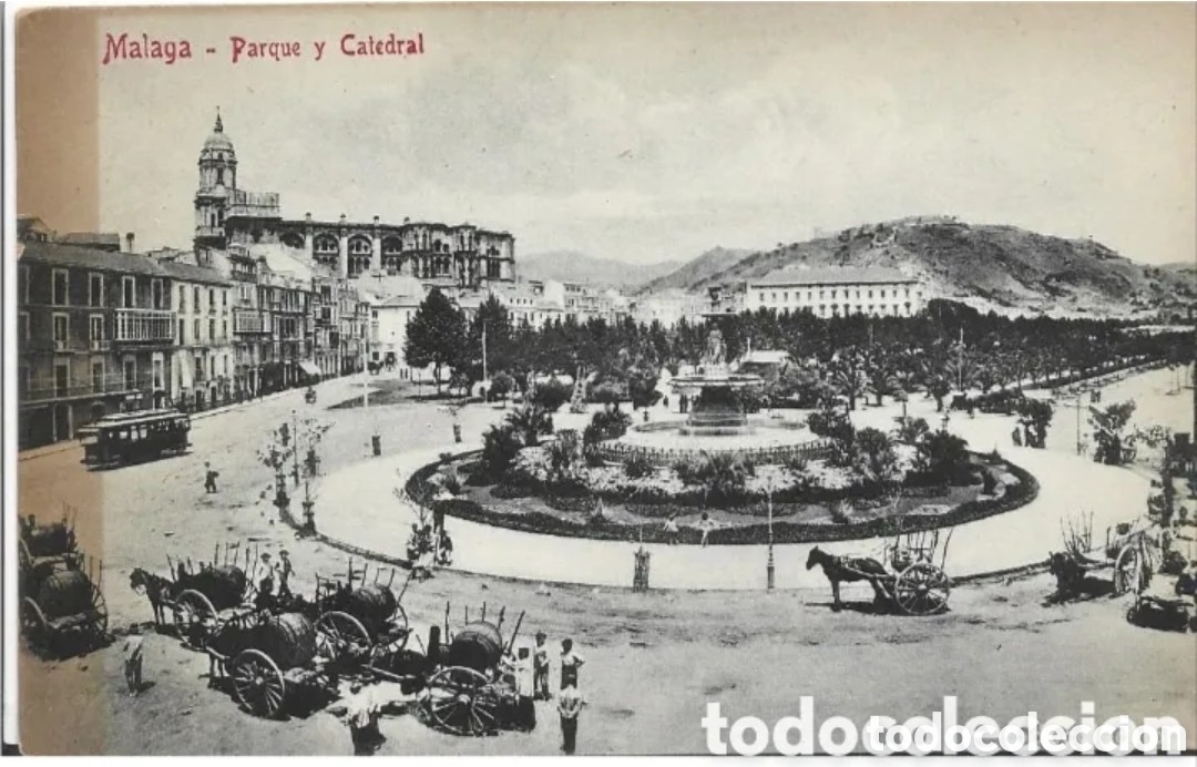 Postales: M&Aacute;LAGA - PARQUE Y CATEDRAL - ED. DOMINGO DEL R&Iacute;O - Foto 1