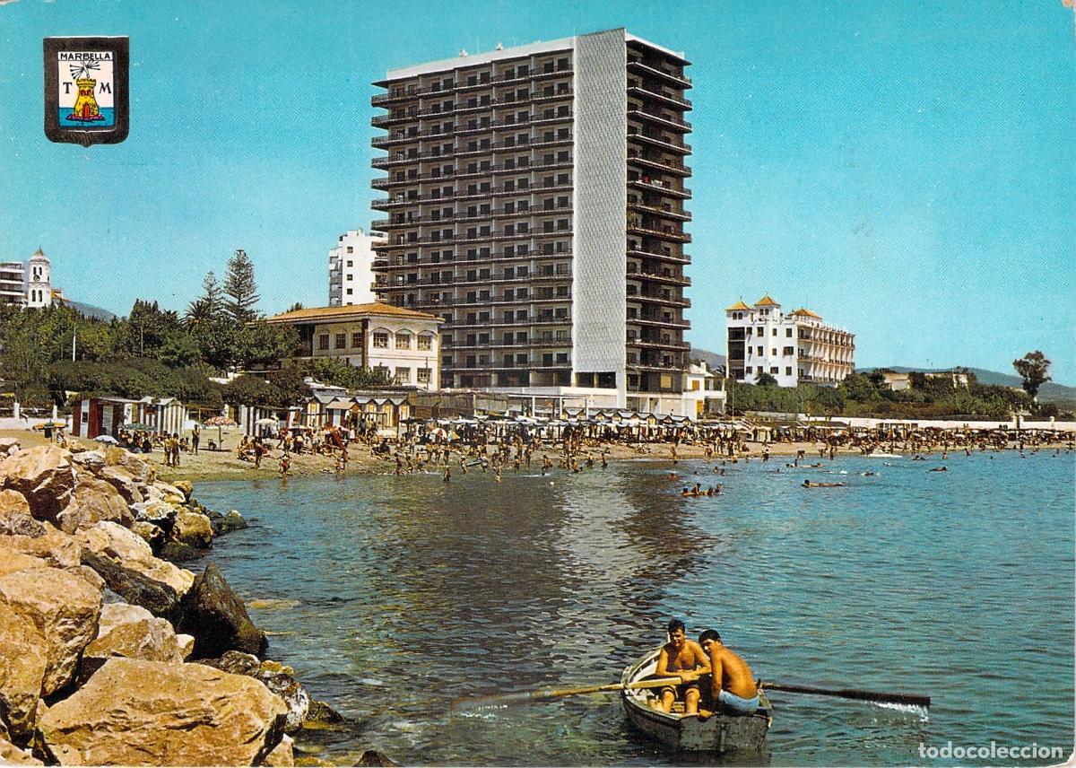 Postales: Postal de la Playa de Marbella en la Costa del Sol