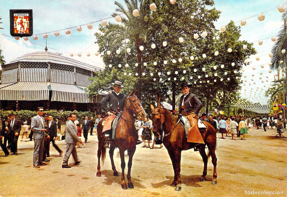 Postales: Postal de la Feria de Cordoba con jinetes a caballo