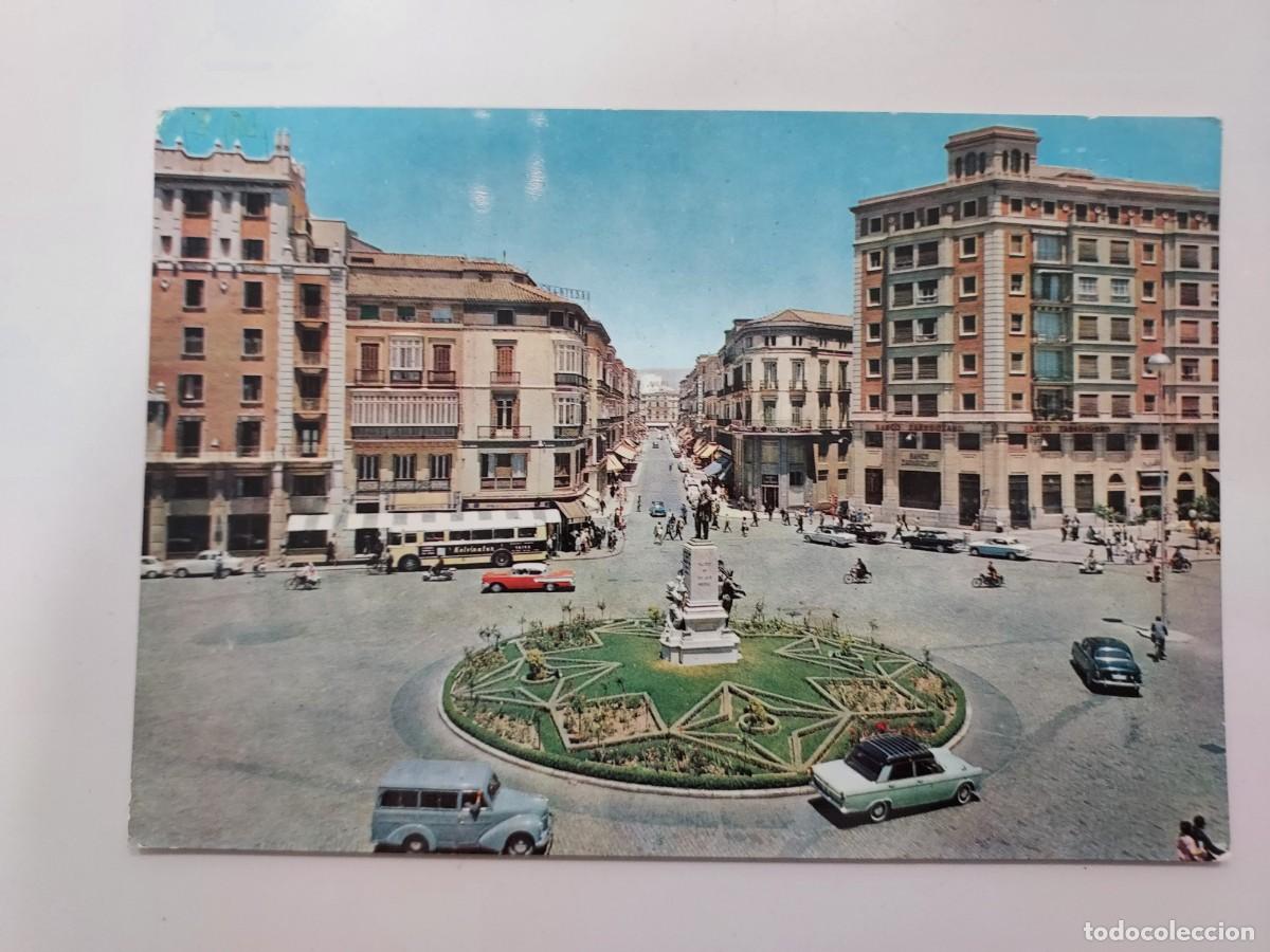 Postales: POSTAL MALAGA ESTATUA Y CALLE DEL MARQUES DE LARIOS. 1964. CIRCULADA. ZERKOWITZ 18