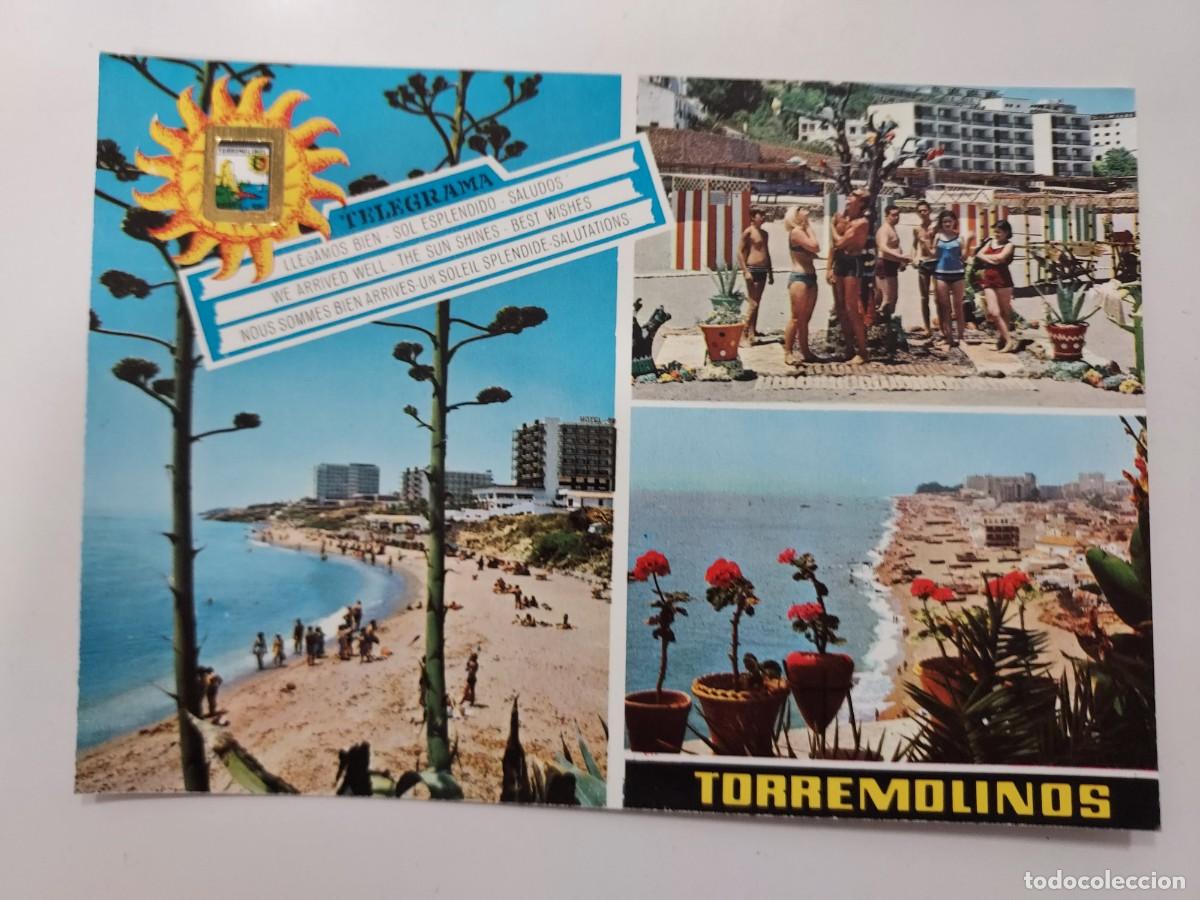 Postales: POSTAL TORREMOLINOS DIVERSOS ASPECTOS TELEGRAMA DUCHA TURISTAS. 1966. ESCRITA. MALAGA