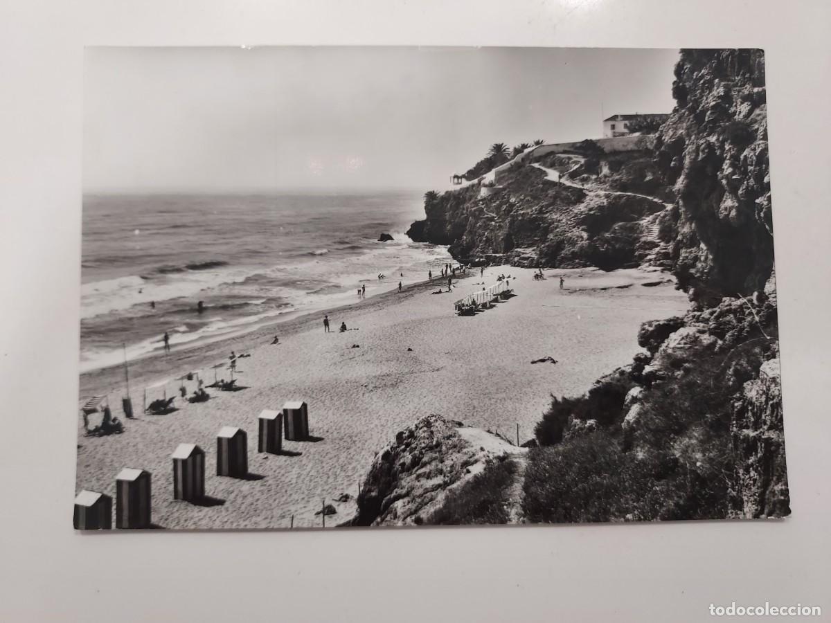 Postales: POSTAL TORREMOLINOS PLAYA CASTILLO DEL INGLES. A&Ntilde;OS 1950. ESCRITA. MALAGA. DOMINGUEZ 1012