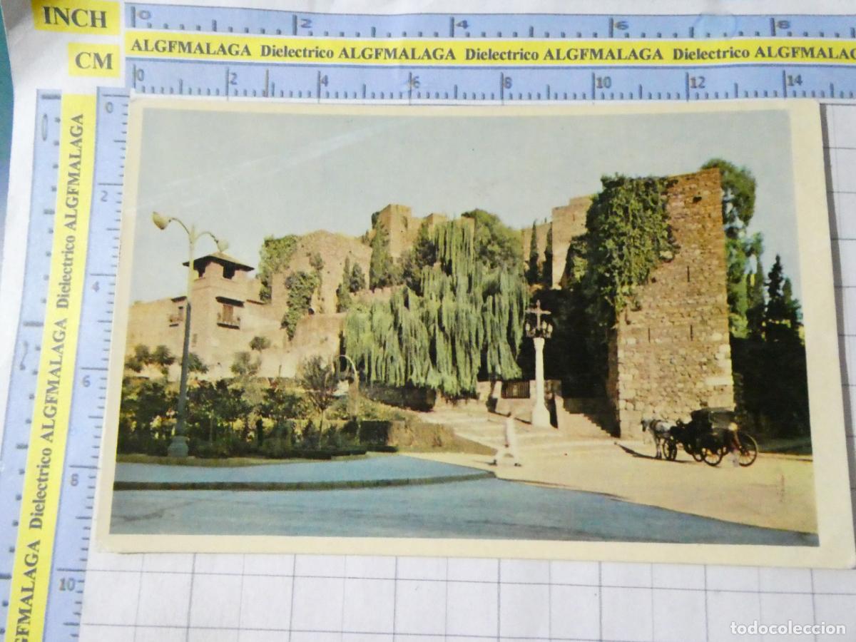 Postales: POSTAL DE M&Aacute;LAGA. A&Ntilde;OS 50. ENTRADA A LA ALCAZABA COCHE DE CABALLOS 9 DOMINGUEZ. 747
